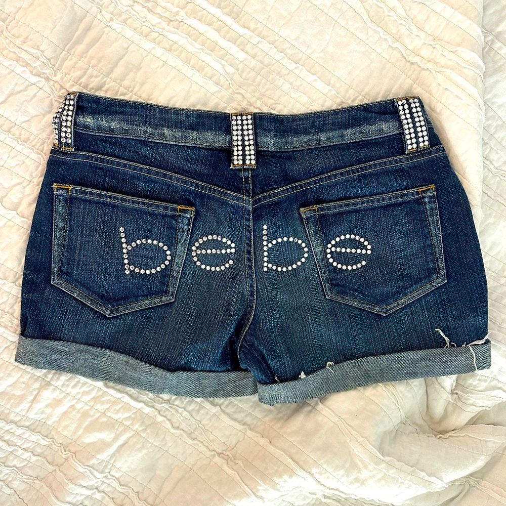 BEBE RHINESTONE JEAN SHORTS Y2K 2000s 90s